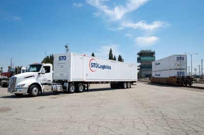 STG logistics truck and train.